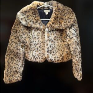 Children’s Place Leopard Print Faux Fur Jacket